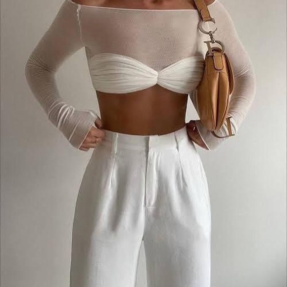 Elegant Black Off-Shoulder Crop Top Orseund Iris like helsa - Picture 4 of 4